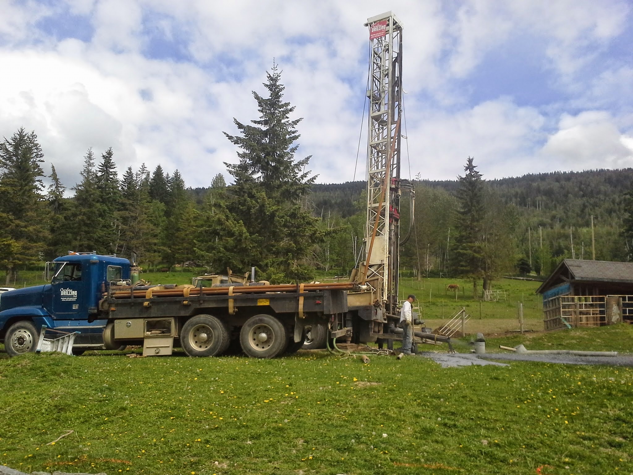 Corley Drilling drill rig on site in operation in the Shuswap