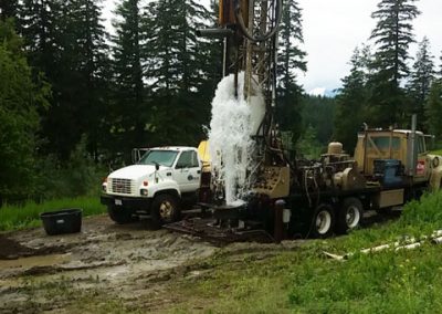 Breaking through while drilling a water well.